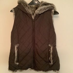 Reversible faux fur winter vest.